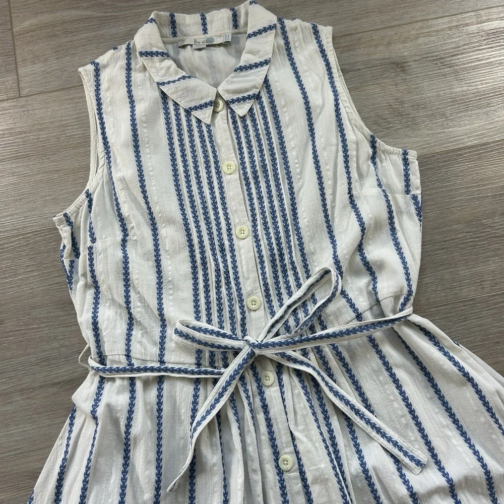 Boden Womens Size 6 Monte Carlo Sleeveless Pleated Belted Embroidered Dress - Picture 3 of 13